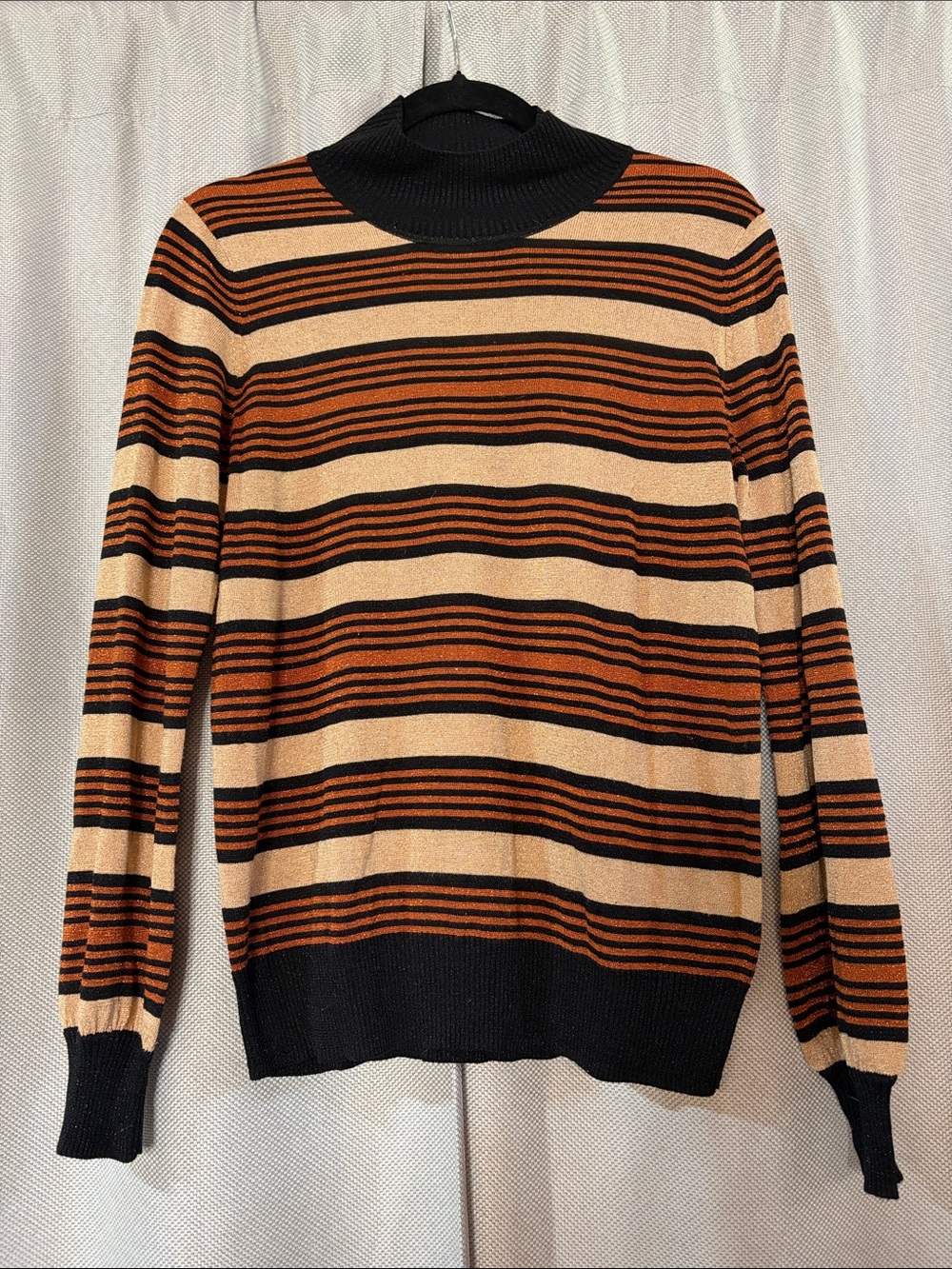 Nümph Striped Metallic Turtleneck Sweater Size Large